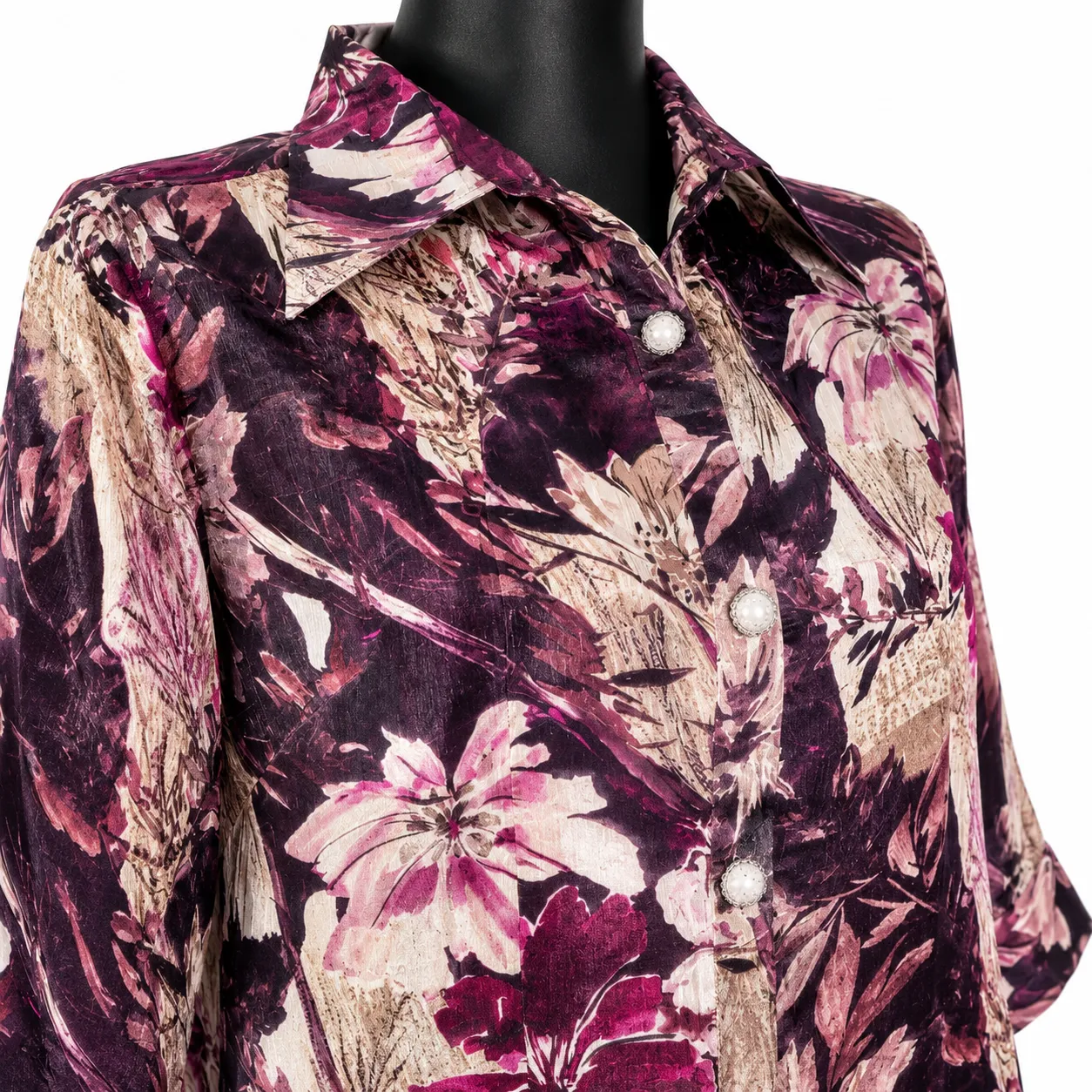 Purple Floral Printed Long Shirt